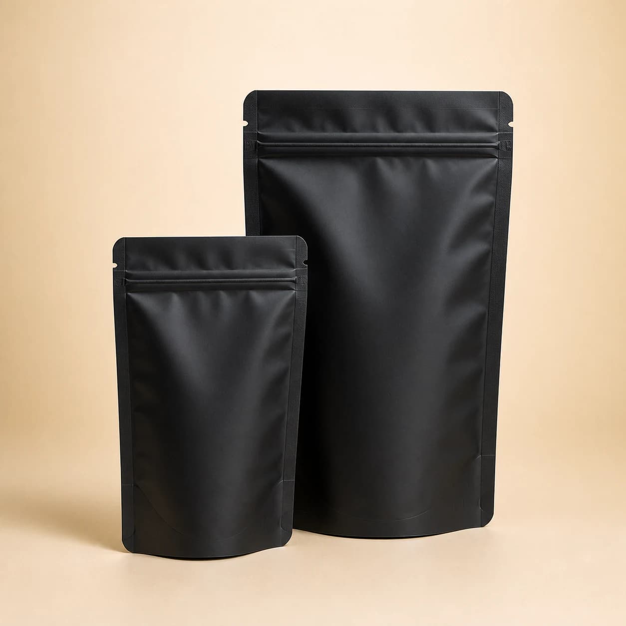 Matte black stand-up pouch