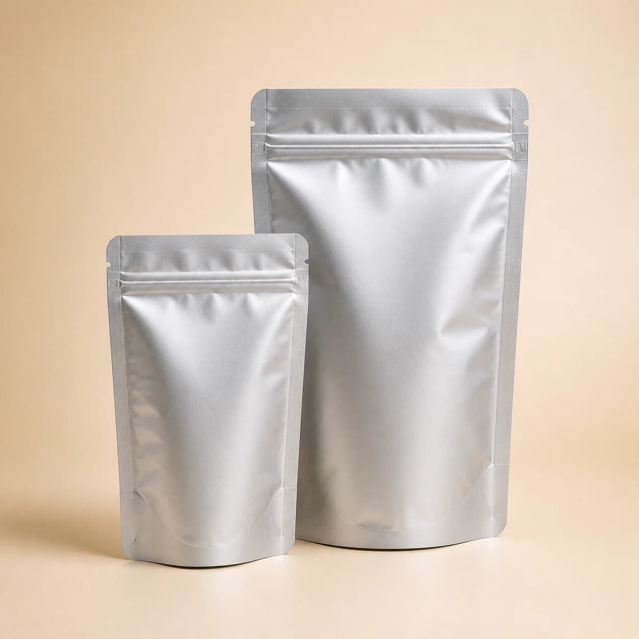 Matte silver stand-up pouch