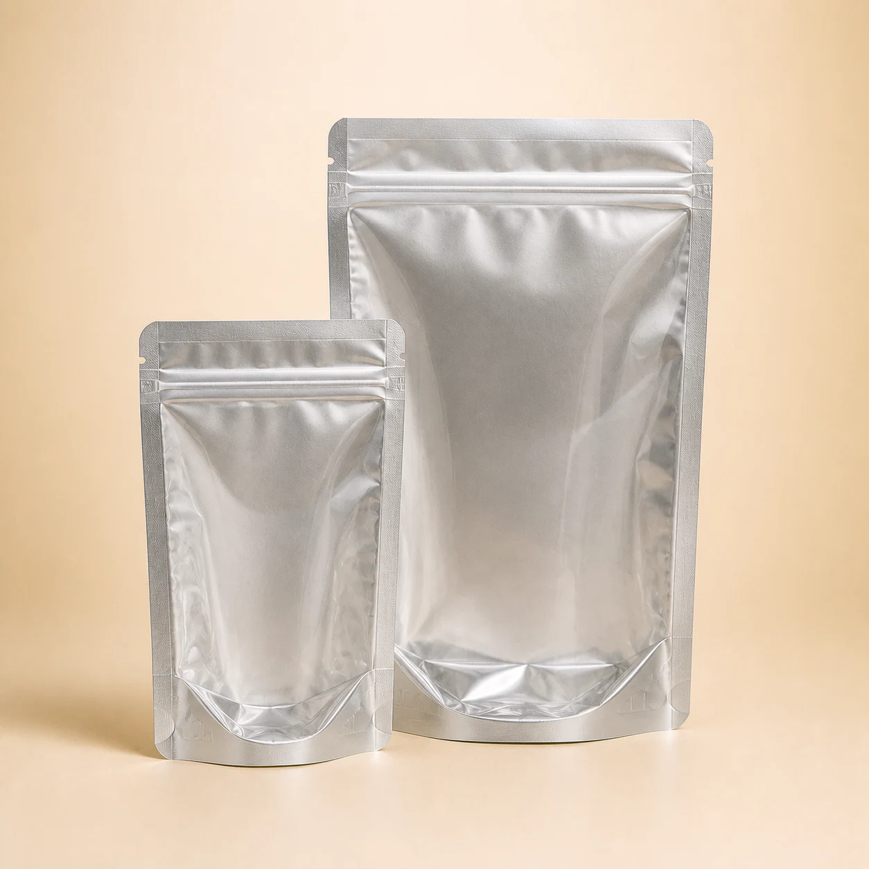 Clear front, silver back stand-up pouch