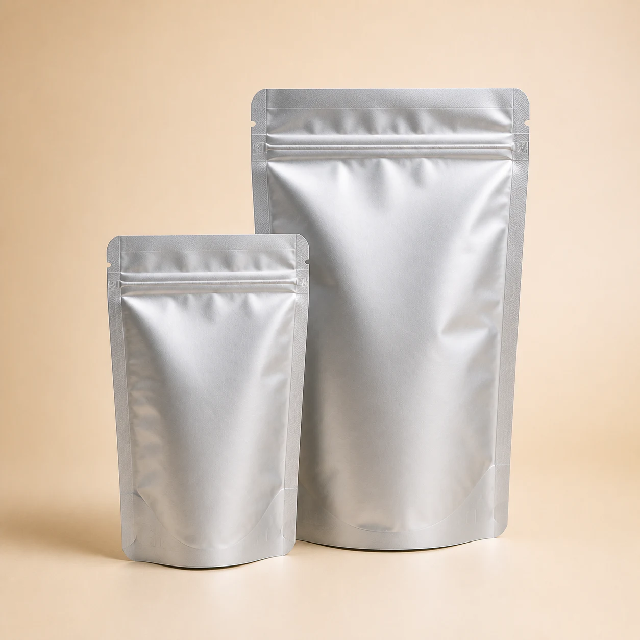 Matte silver stand-up pouch